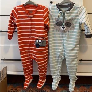 Carter’s fleece footies w/ grip 12 mo bundle of 2